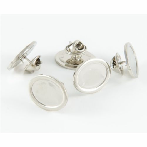Superior Badge Blank oval 18x13mm silver clutch fitting